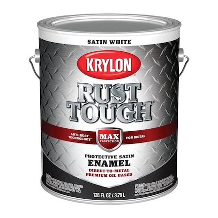 Krylon Rust Tough Oil-Based Satin Rust Control Enamel, White, 1 Gal. K09732008